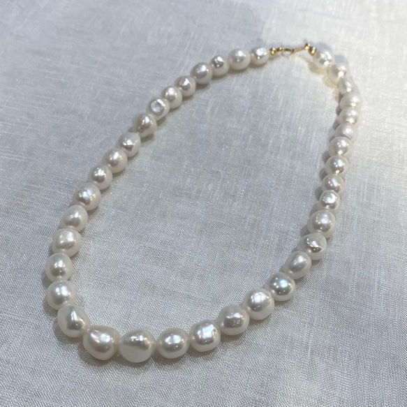 【14k gold filled】長バロック淡水真珠AAAグレード 10mm 40cm 14KGF 　冠婚葬祭 3枚目の画像