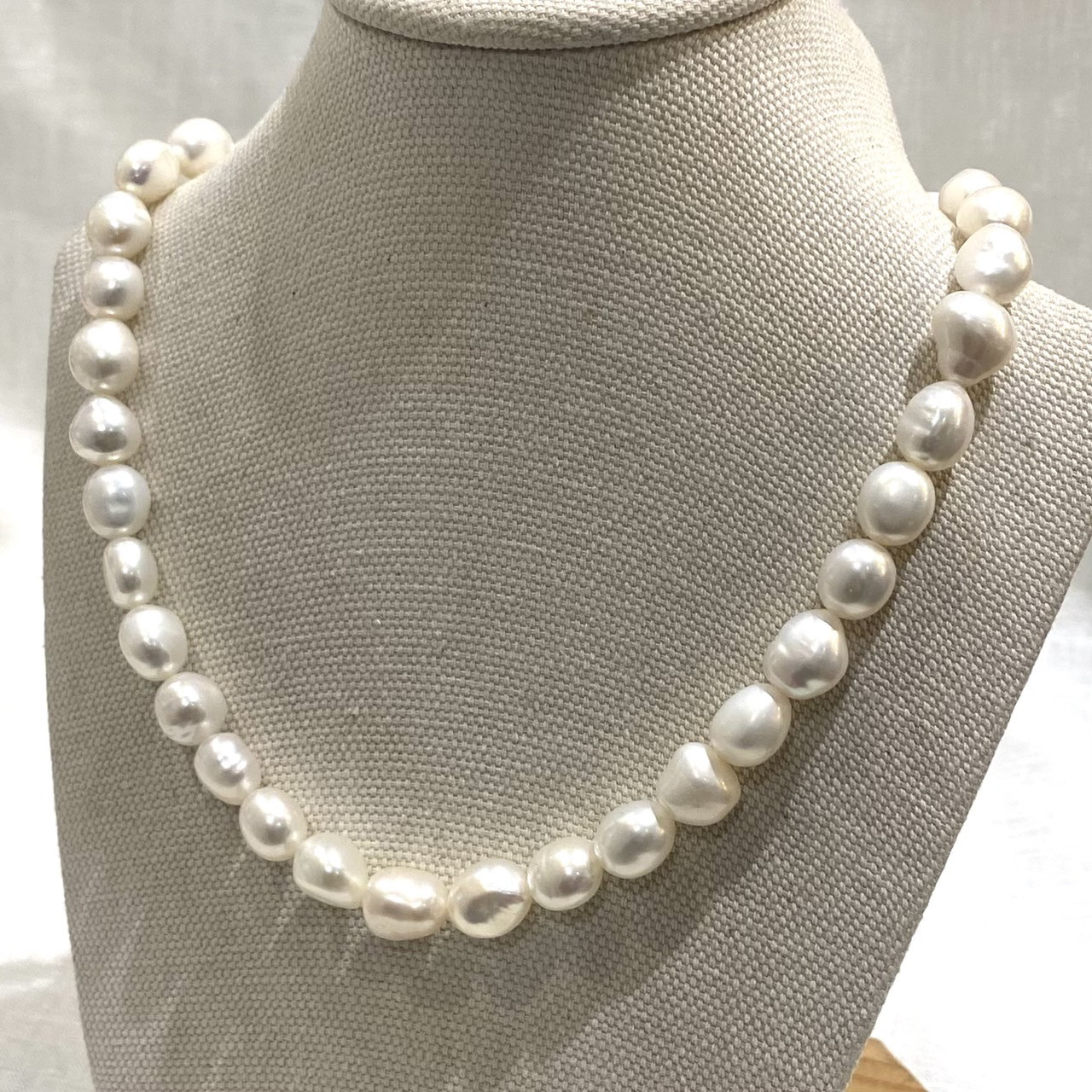 【14k gold filled】長バロック淡水真珠AAAグレード 10mm 40cm 14KGF 　冠婚葬祭