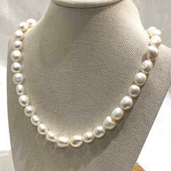 【14k gold filled】長バロック淡水真珠AAAグレード 10mm 40cm 14KGF 　冠婚葬祭 1枚目の画像