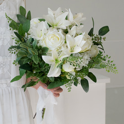 ブートニア・ヘアピック付き】夏色のあさがおブーケ 造花 アーティ