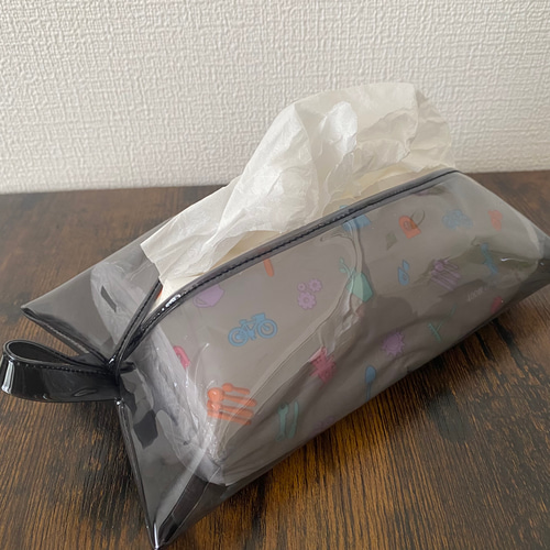 ティッシュカバー箱なしタイプ専用〈小さめサイズ〉【クリアブラック
