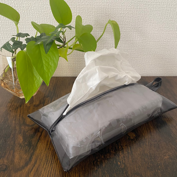 ティッシュカバー箱なしタイプ専用〈小さめサイズ〉【クリアブラック