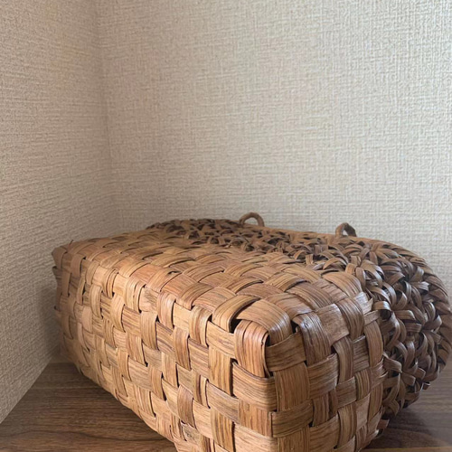 山葡萄 山葡萄籠バッグ 手作り 山葡萄カゴバッグ 内布付き 市松