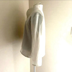 ジャケット　程よいスタンド＆丸襟2way❤️ 生地を選んでコート／ブラウスにも◎ (見本はオプションなし、綿麻、オフ白) 4枚目の画像