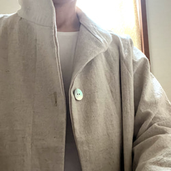 ジャケット　程よいスタンド＆丸襟2way❤️ 生地を選んでコート／ブラウスにも◎ (見本はオプションなし、綿麻、オフ白) 6枚目の画像