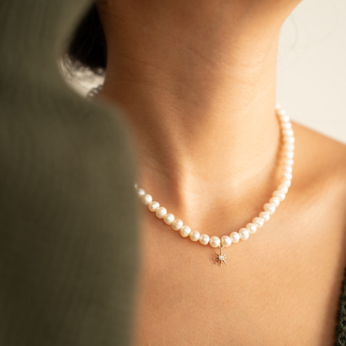 淡水パール/星チャームネックレス ネックレス・ペンダント Coral Color