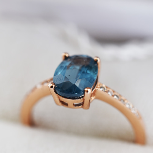 カイヤナイト指輪、リング：インディゴブルー、藍色、群青：シルバー