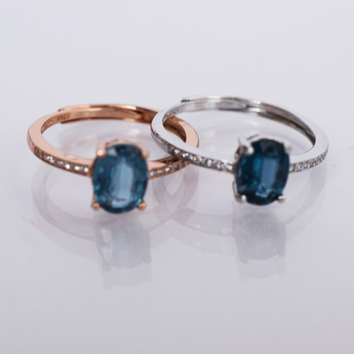 カイヤナイト指輪、リング：インディゴブルー、藍色、群青：シルバー