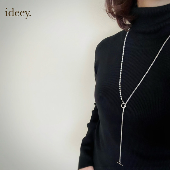 【特集掲載】シルバーグレー淡水パールロングチェーンネックレス〈250〉 3枚目の画像