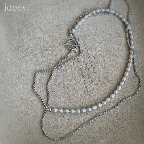 特集掲載】シルバーグレー淡水パールロングチェーンネックレス〈250 