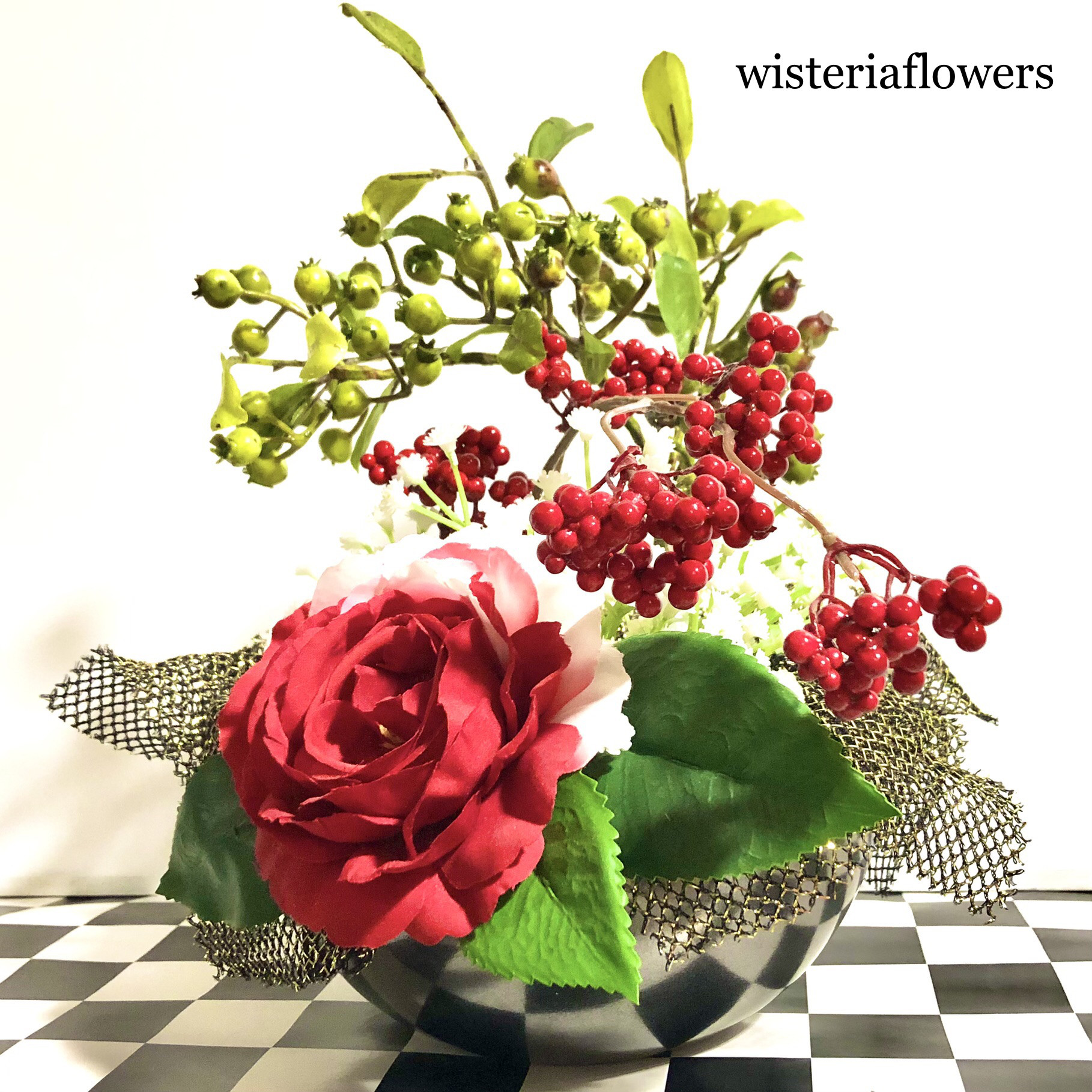 和モダン　新春　寒椿　実り