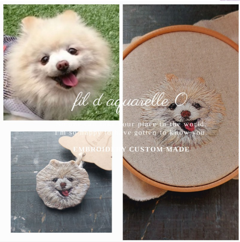 手刺繍【お顔刺繍】うちのこキーリング・ブローチ 4,320円