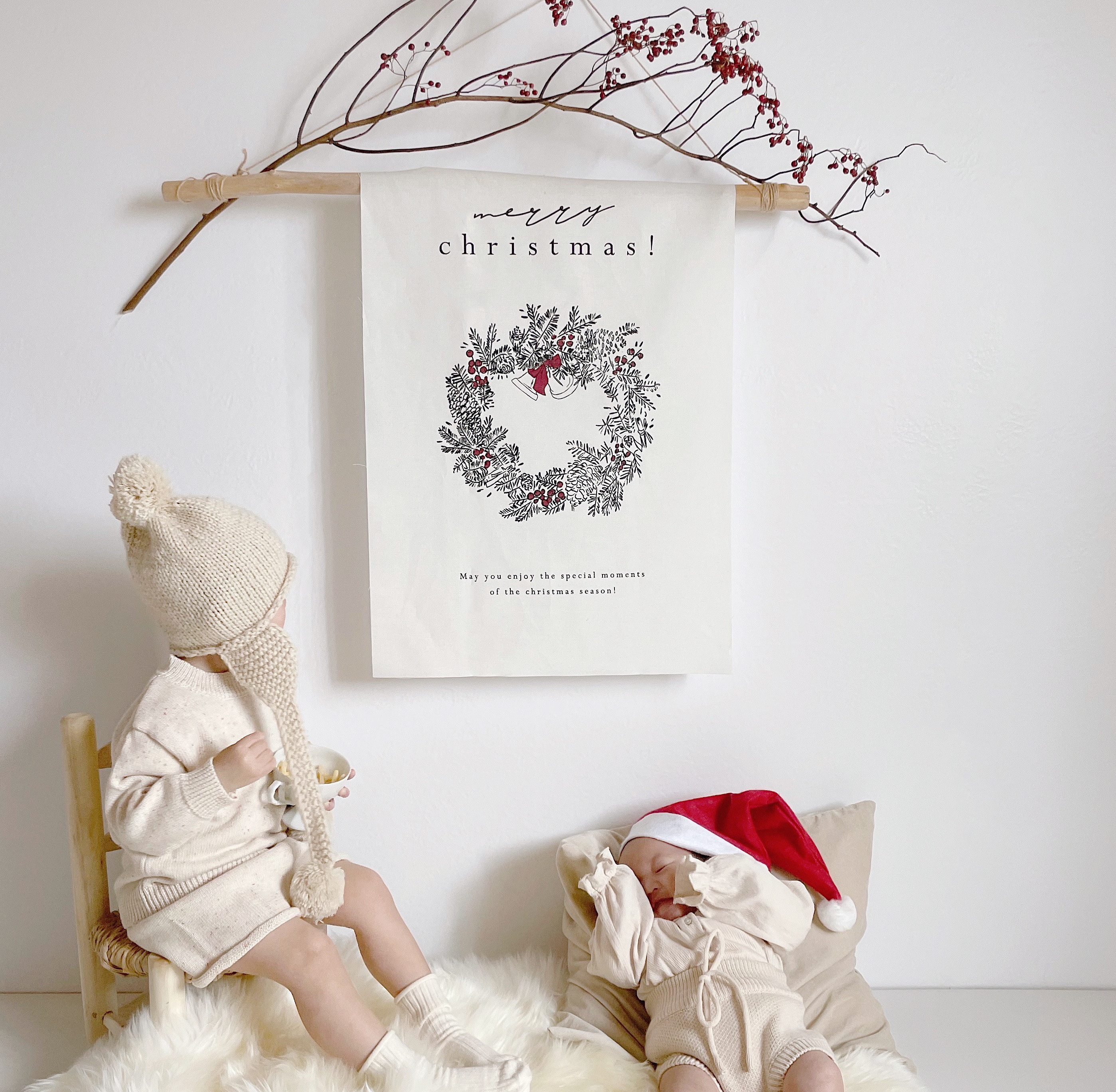 クリスマスタペストリー〉Christmas wreath | コットンリネン