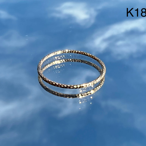 K18ピンクゴールド HIKARI細リング 1mm幅 指輪・リング 彫金工房017