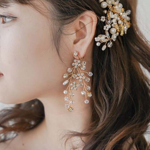 ◇送料無料◇2点セット ヘアアクセサリー＆ピアスorイヤリング