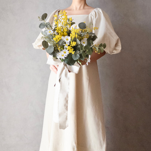 ミモザとマーガレットのウェディングブーケ/アーティフィシャル  