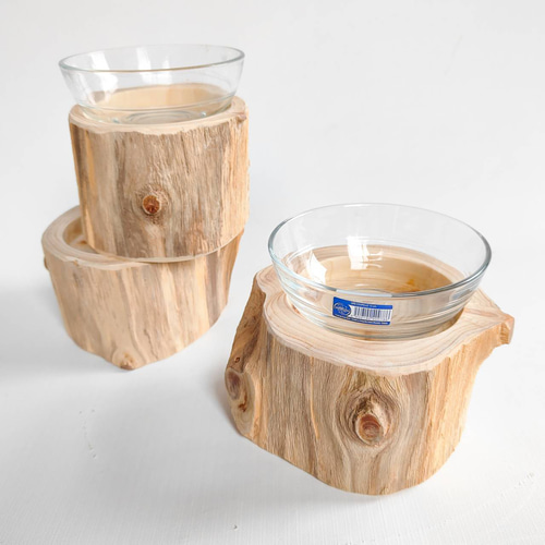 リニューアルして再販)しゃれ木高野槙の丸太のごはん台 餌台 水入れ 猫