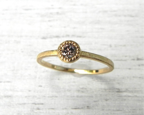 アクセサリーマウ　ブラウンダイヤ　リング k10 1点物 ブラウンダイヤモンド リング #17 | iichi 日々の