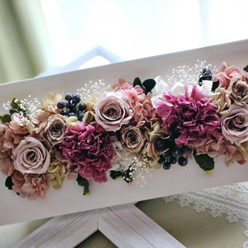 プリザーブドフラワー 優しい色合いの3wayフレームアレンジ