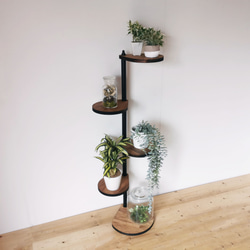 角にも置けるしずくのスタンドシェルフ  4段タイプ 【 ブラウン】 / 360度回転  / 植物 / 完成品 6枚目の画像