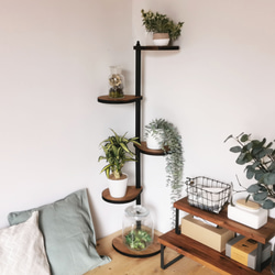 角にも置けるしずくのスタンドシェルフ  4段タイプ 【 ブラウン】 / 360度回転  / 植物 / 完成品 2枚目の画像