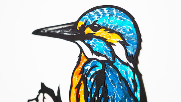 ちぎり絵 ちぎり絵×切り絵】原画アート 『kawa-semi（カワセミ）』 絵画 紙の