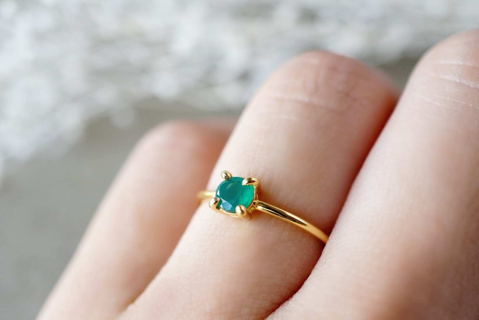 グリーンオニキスのリング 指輪 天然石 ゴールド フリーサイズ