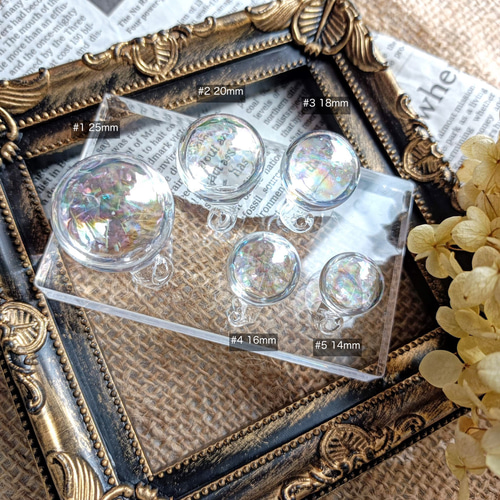 新サイズ追加】【4個】人気 シャボン玉 ガラスチャーム オーロラクリア