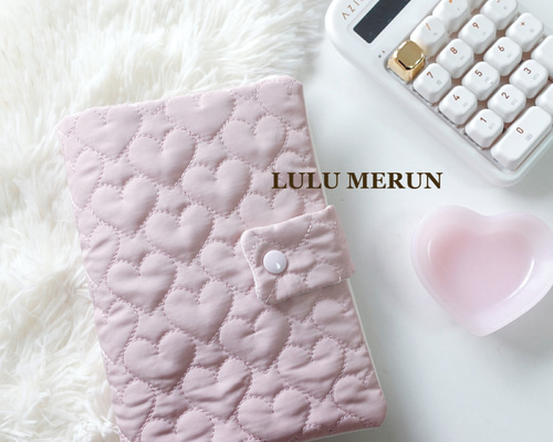 ハートキルト♥PINK バインダーカバー A6 貯金 saving ブックカバー