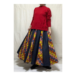 アフリカンバティック×デニムのぴらぴらスカート 10枚目の画像