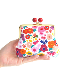 Kiss lock purse (M) - "Pop Flowers" White [184] 第1張的照片