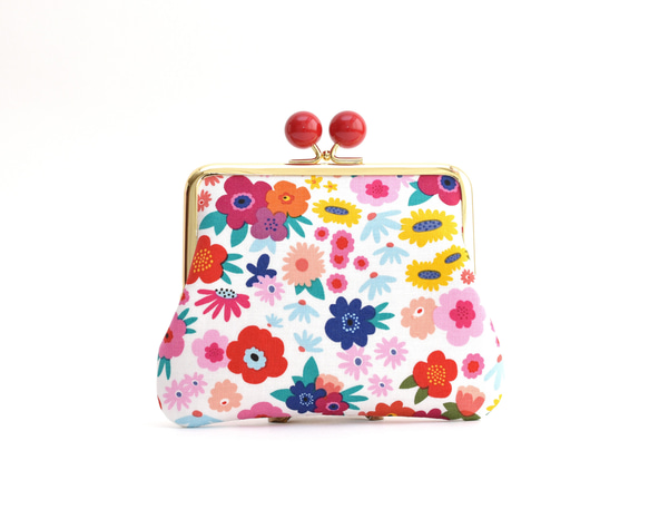 Kiss lock purse (M) - "Pop Flowers" White [184] 第3張的照片