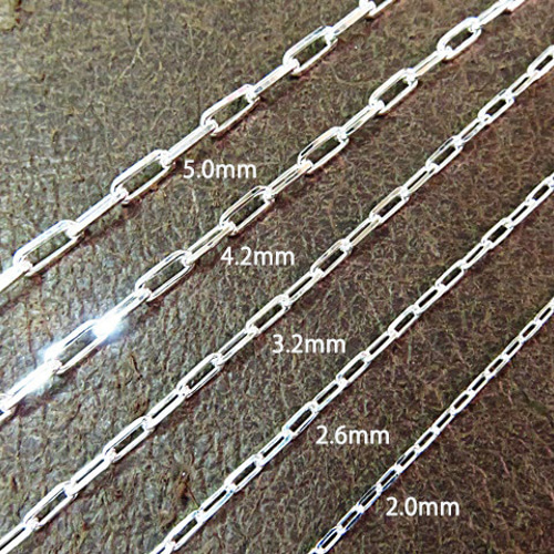 長あずきチェーン 4面カット 3.2mm 70cm ネックレス シルバー925
