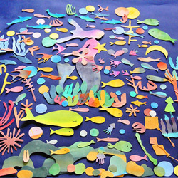 海のマーメイド blue / 人魚姫の絵　A3 A4 ポスター　インテリア　絵　コラージュ 8枚目の画像