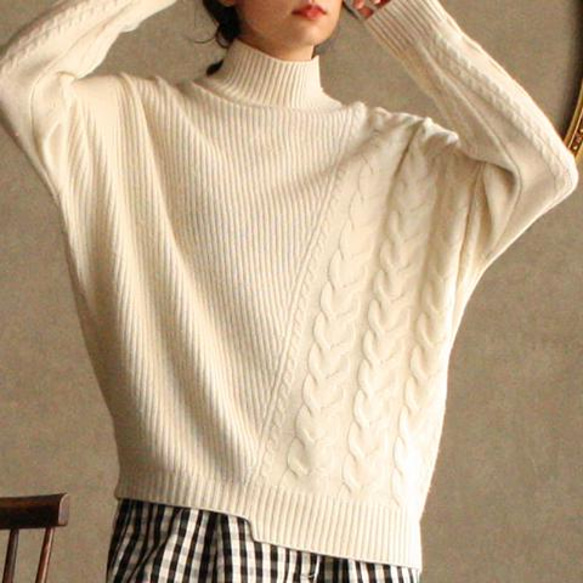 羊絨羊毛針織套頭衫 灰白色 128001 ALCEDO 第2張的照片