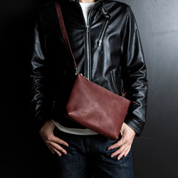 *【小而大容量。 4Way Multi Bag] 栃木皮革單肩包男士波爾多 JAB009 第1張的照片