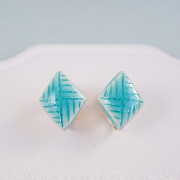九谷焼＞時の欠片【ターコイズブルー】ピアス/イヤリング イヤリング