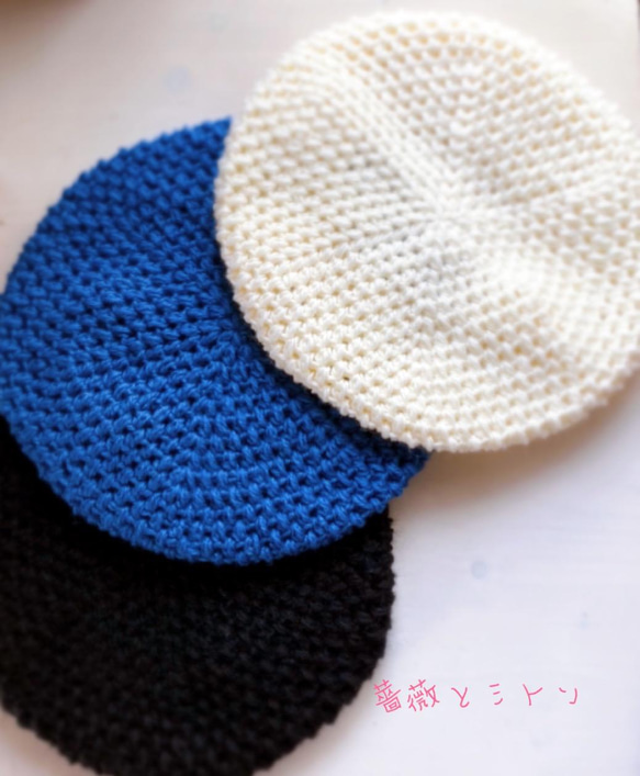 スタイルが決まるベレー帽　小顔効果　あったかい上質ウール100% レディース用帽子　青　ブルーM・大きめＬ 14枚目の画像