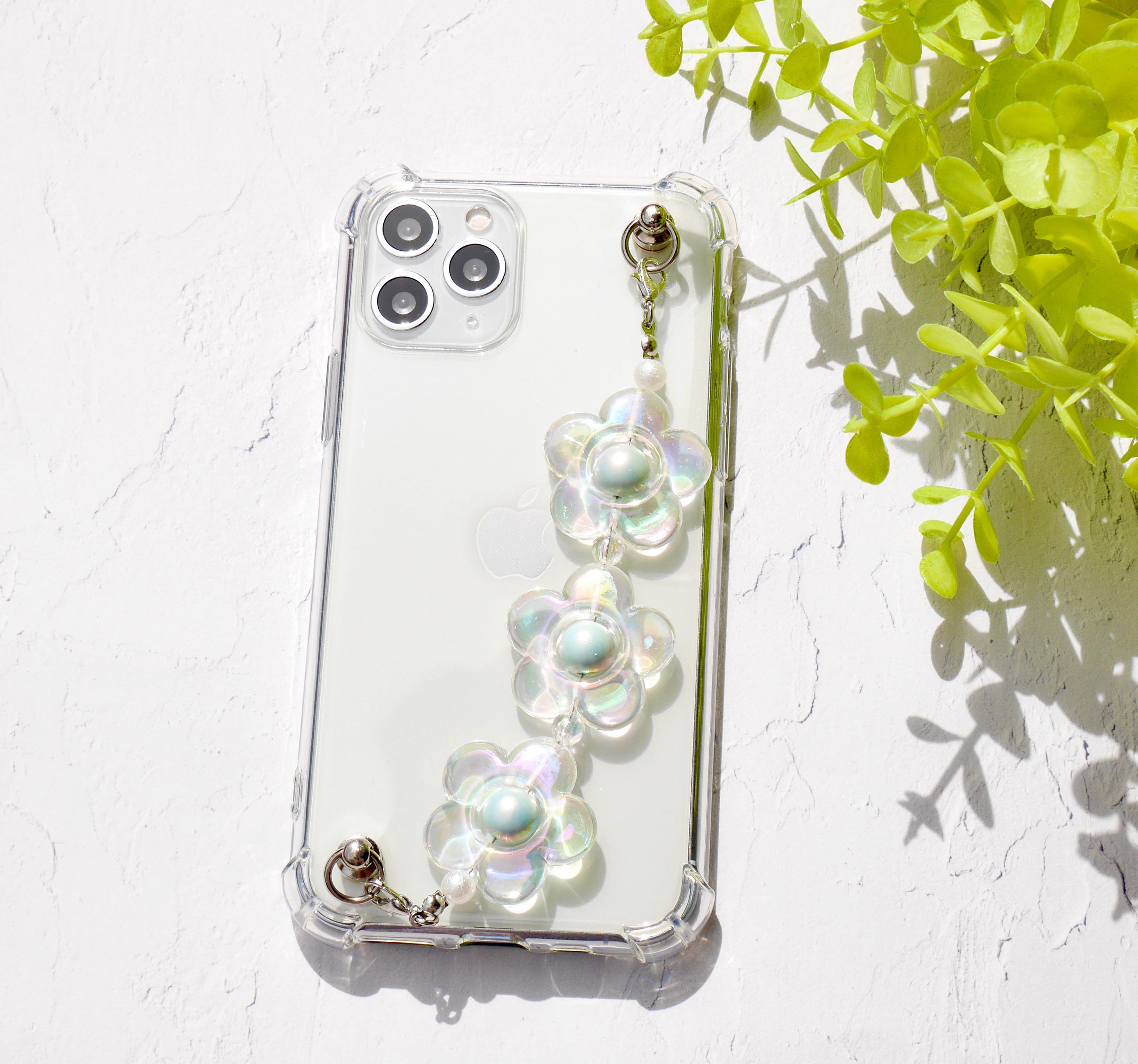 オーロラフラワーのキーリングハンガー スマホケース iPhoneケース