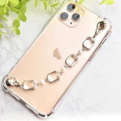 シルバービジューのキーリングハンガー　スマホケース　iPhoneケース　ストラップ　全機種　スマホチェーン 2枚目の画像