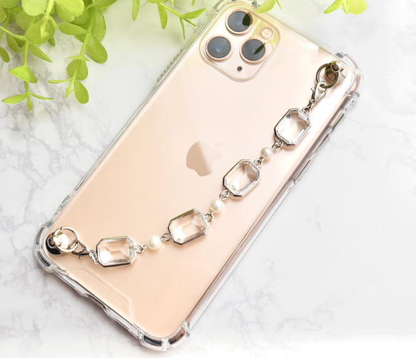 シルバービジューのキーリングハンガー　スマホケース　iPhoneケース　ストラップ　全機種　スマホチェーン 2枚目の画像