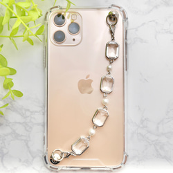 シルバービジューのキーリングハンガー　スマホケース　iPhoneケース　ストラップ　全機種　スマホチェーン 1枚目の画像