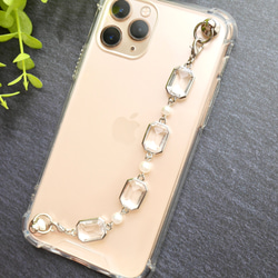 シルバービジューのキーリングハンガー　スマホケース　iPhoneケース　ストラップ　全機種　スマホチェーン 4枚目の画像