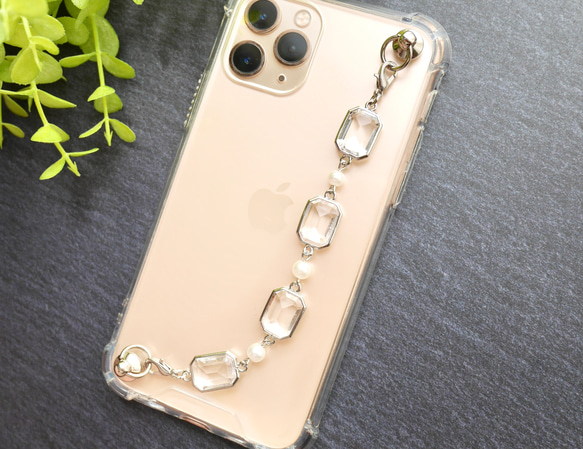 シルバービジューのキーリングハンガー　スマホケース　iPhoneケース　ストラップ　全機種　スマホチェーン 4枚目の画像