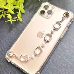 シルバービジューのキーリングハンガー　スマホケース　iPhoneケース　ストラップ　全機種　スマホチェーン 5枚目の画像