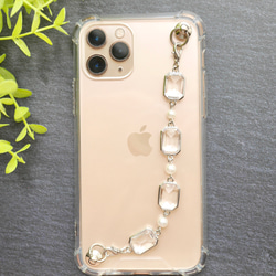 シルバービジューのキーリングハンガー　スマホケース　iPhoneケース　ストラップ　全機種　スマホチェーン 3枚目の画像