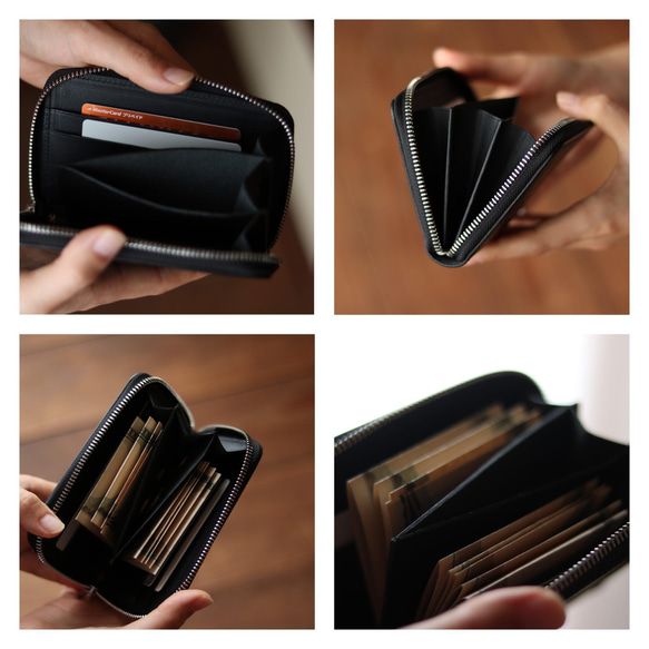 革財布 中 財布 レザーウォレット ラウンドジップ メンズ レディース ブラック 黒 ビジネス 新生活 フォーマル 通勤 3枚目の画像