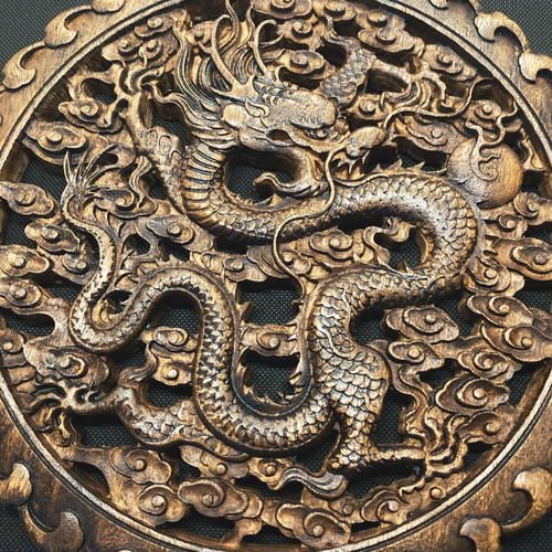 楽天市場】【天然沈香木彫】 木の雕刻品 沈香木 竜（龍）双竜