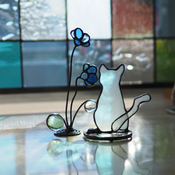 「長崎発！尾曲がり猫にゃん(ペア)」ステンドグラス 6枚目の画像