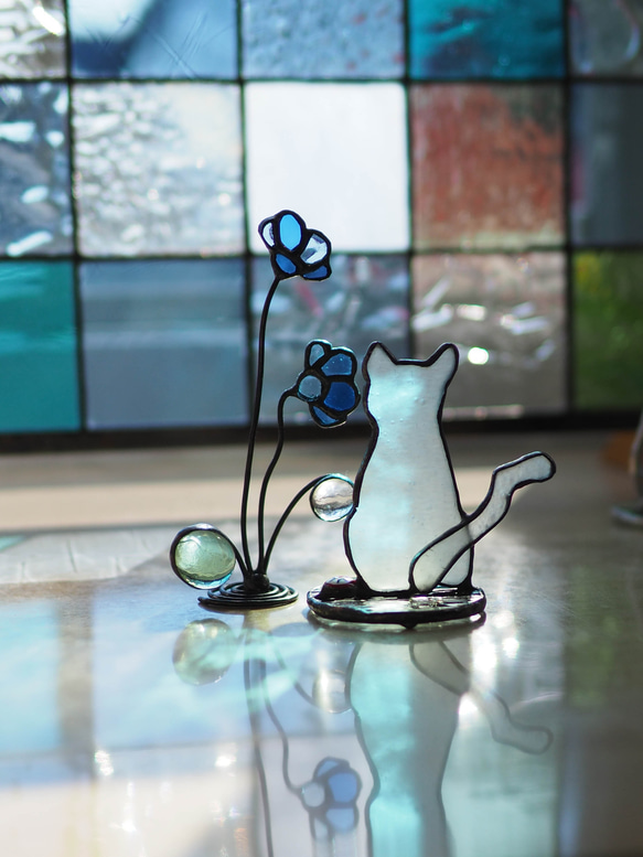 「長崎発！尾曲がり猫にゃん(ペア)」ステンドグラス 6枚目の画像